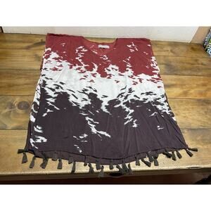 Double D Ranch Pinto Print Western Poncho Fringe S/M